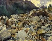 约翰辛格萨金特 - Purtud, Alpine Scene and Boulders